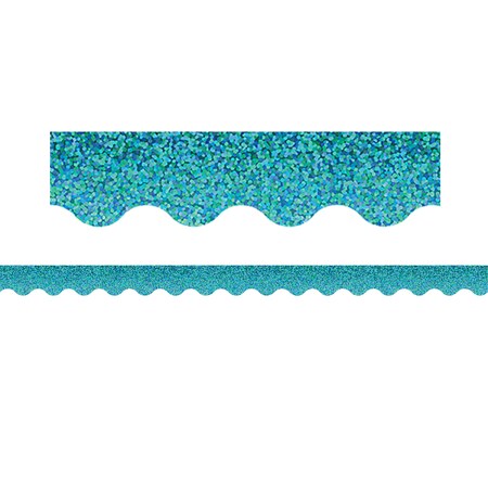 Teacher Created Resources Teal Sparkle Scalloped Border Trim, 35 Feet/Pack, PK6 TCR8792